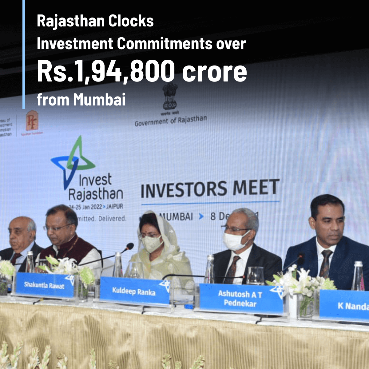 Rajasthan Clocks Investment Commitments over Rs. 1,94,800 Crores from Mumbai
